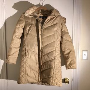 Tan Winter Coat w/ faux fur hood